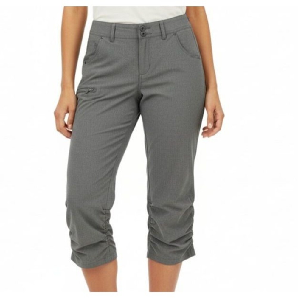 Gramicci Convertible Ruched Pants Women 4 Gray Adjustable Tab Packable Gorpcore